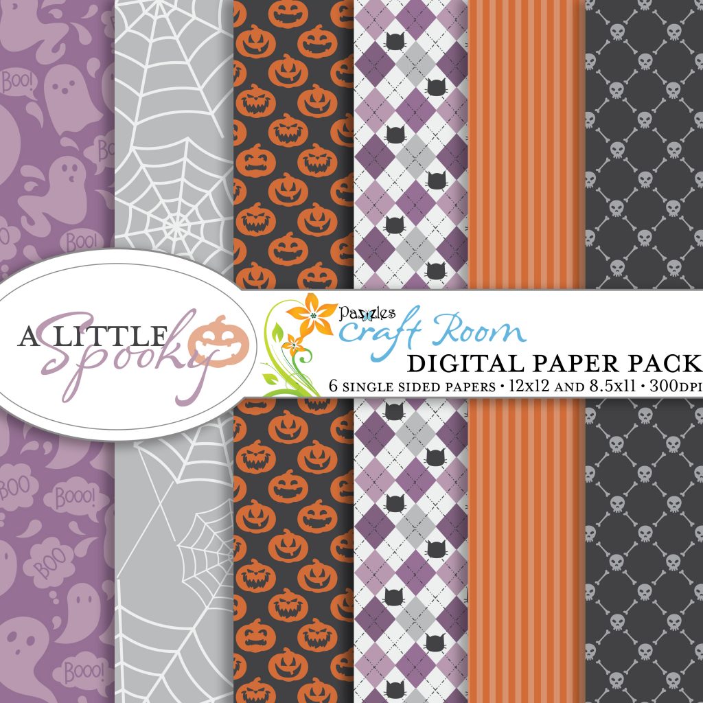 Pazzles DIY A Little Spooky Halloween digital paper pack with instant download.