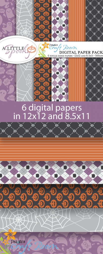 Pazzles DIY A Little Spooky Halloween digital paper pack with instant download.