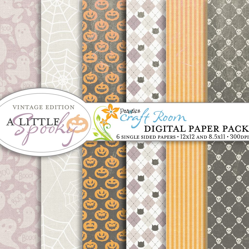 Pazzles DIY A Little Spooky Halloween digital papers with instant download.