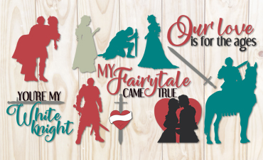 A Princess and Her Knight collection of instant download SVG, AI, or WPC. Compatible with all major electronic cutters including Pazzles Inspiration, Circut, and Silhouette Cameo. Design by Amanda Vander Woude.