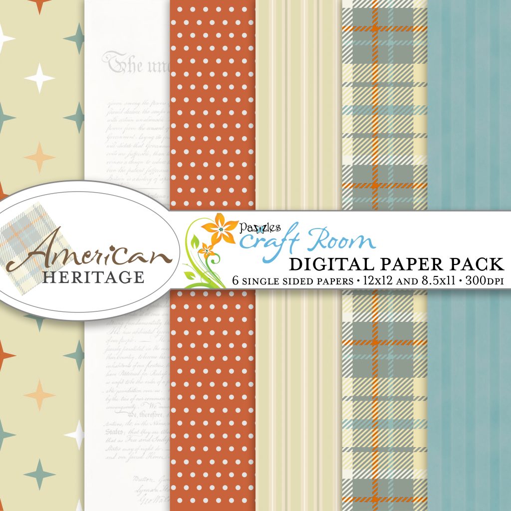 Pazzles American Heritage Digital Paper for the Fourth of July with instant download.