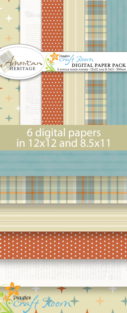 Pazzles American Heritage Digital Paper with instant download.