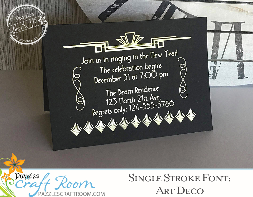 Pazzles Art Deco Single Line Font. True Type font with instant download. Fantastic for journaling and engraving. Design by Leslie Peppers.