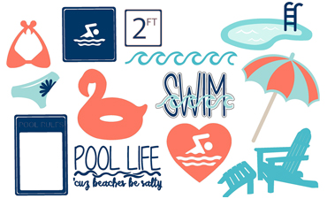 At the Pool cutting collection with instant download in SVG, AI, and WPC.