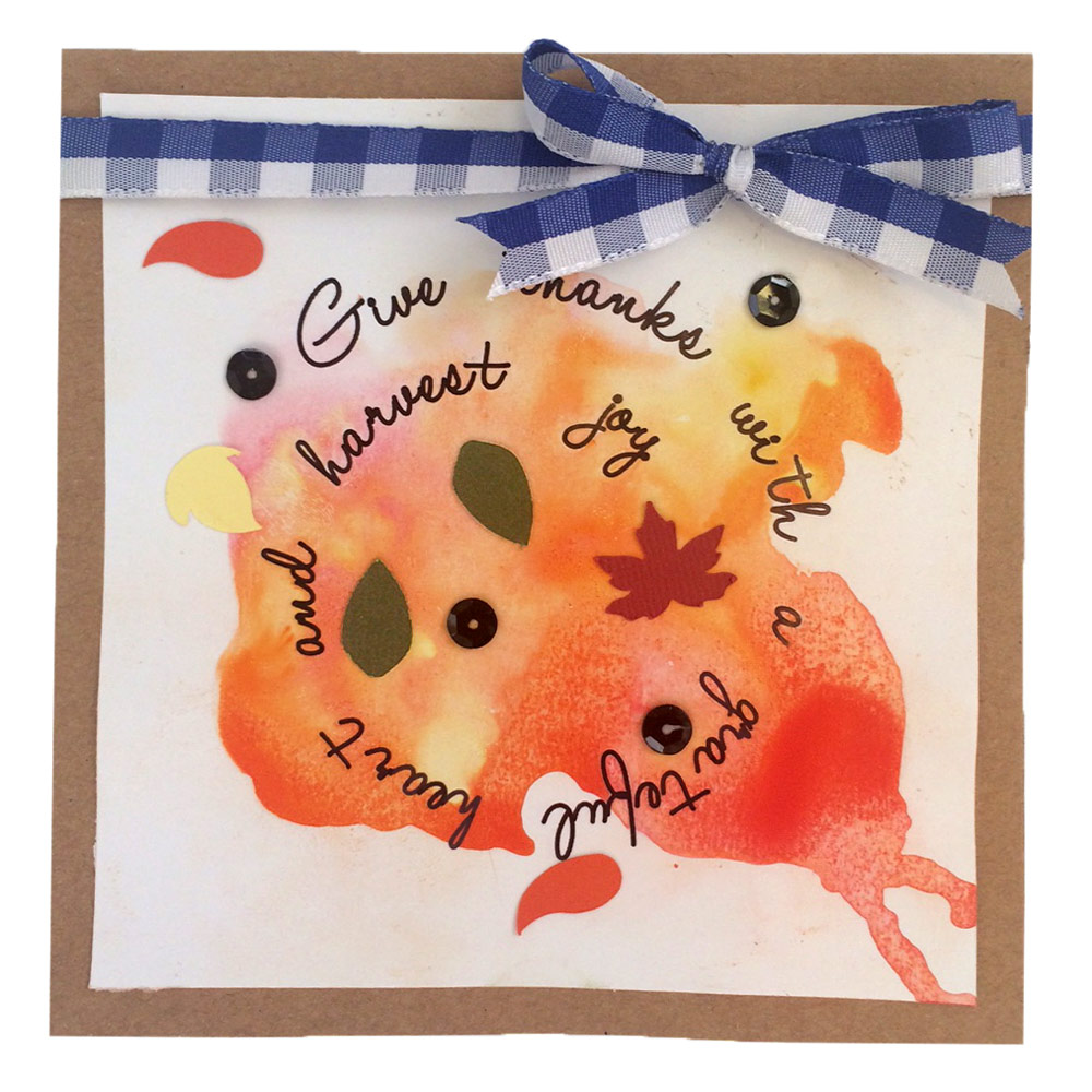 Autumn Leaves Spiral Card with Ink Spot