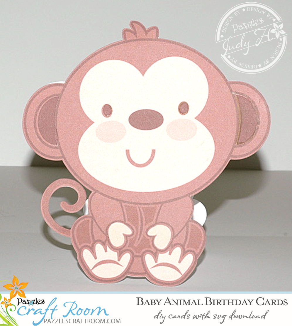 Pazzles DIY Baby Animal Cards with instant SVG download. Compatible with all major electronic cutters including Pazzles Inspiration, Cricut, and SIlhouette Cameo. Design by Judy Hanson.