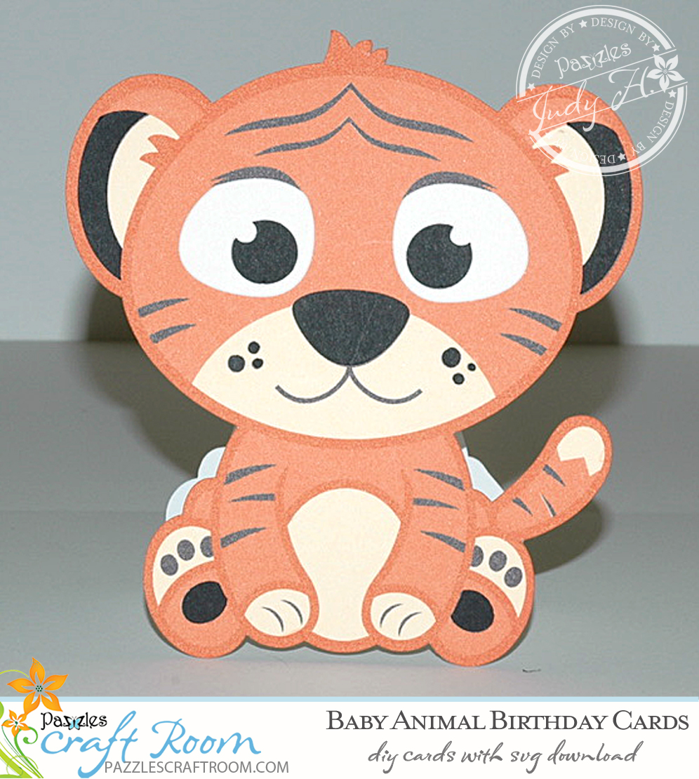 Pazzles DIY Baby Animal Cards with instant SVG download. Compatible with all major electronic cutters including Pazzles Inspiration, Cricut, and Silhouette Cameo. Design by Judy Hanson.