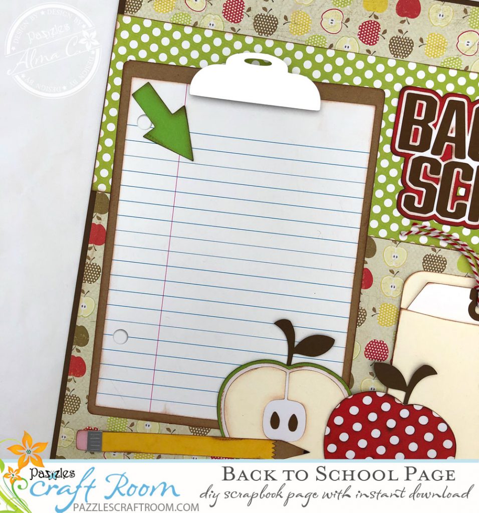 Pazzles DIY Back to School Layout for Scrapbook by Alma Cervantes