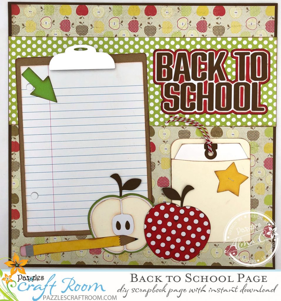 Pazzles DIY Back to School Layout for Scrapbook by Alma Cervantes