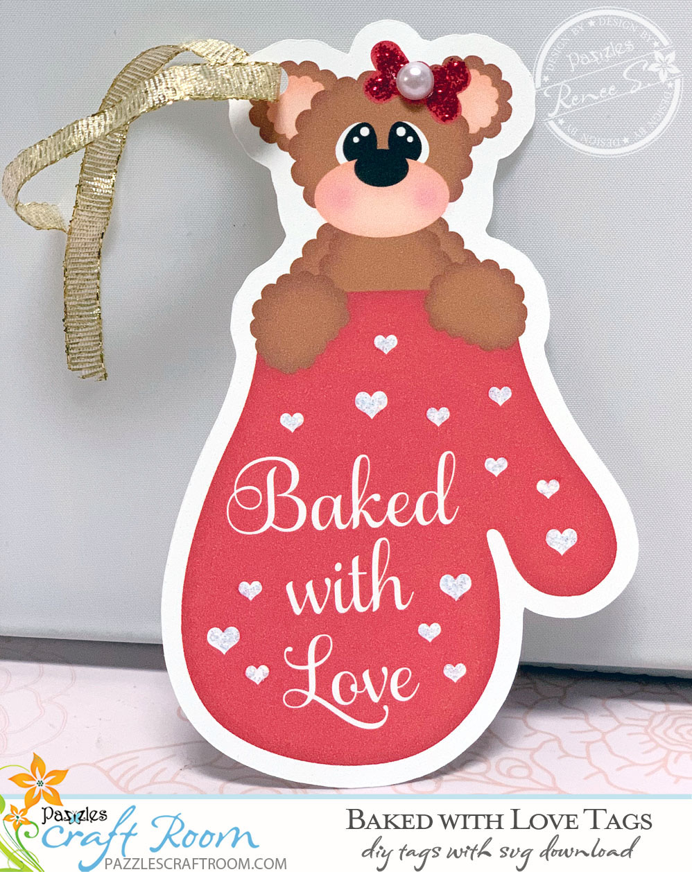 Pazzles DIY Baked with Love Tag with instant SVG download compatible with all major electronic cutters including Pazzles Inspiration, Cricut, Silhouette Cameo. Design by Lisa Reyna.