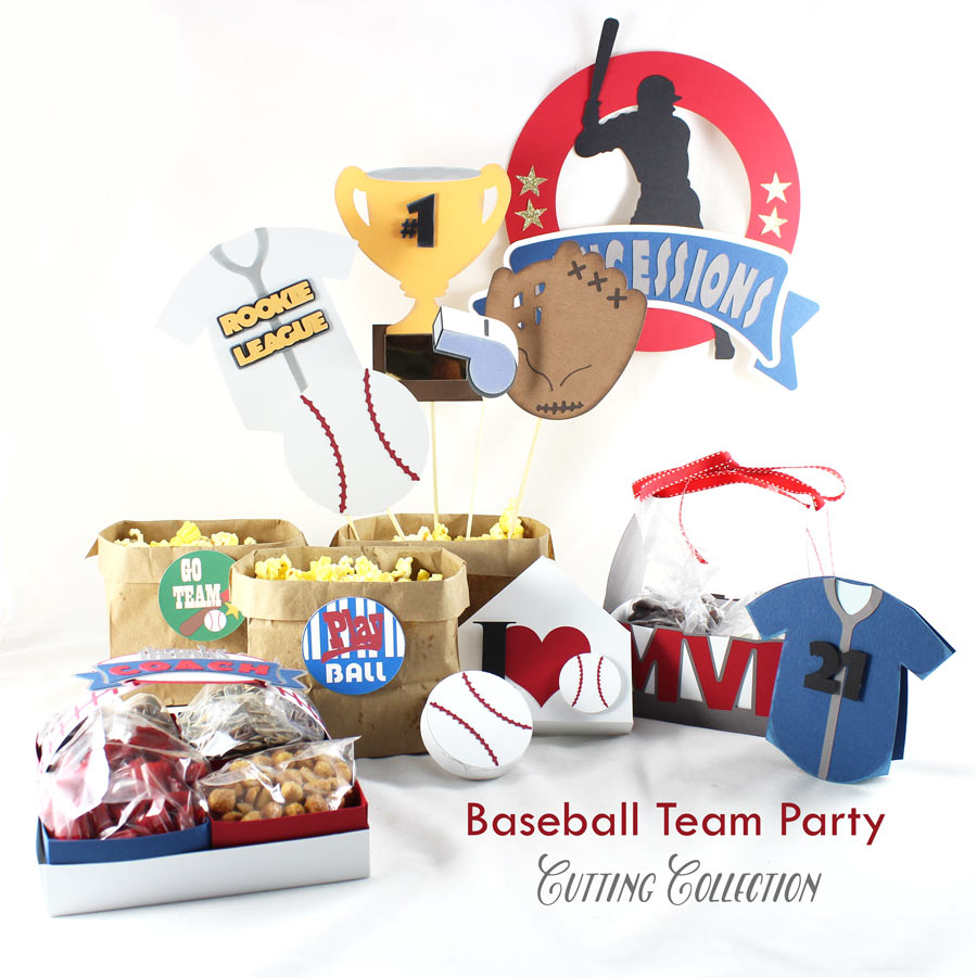 Baseball themed party cutting collection. We've included baseball favors, baseball banners, baseball invitations and more.