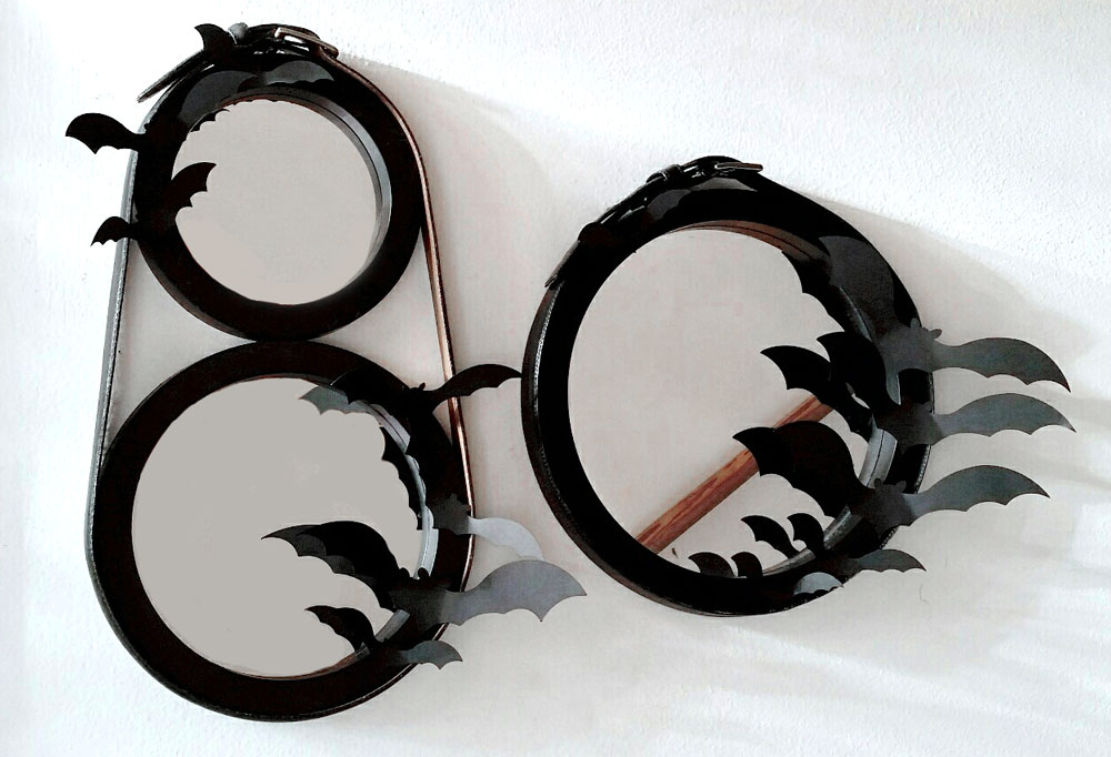 Die cut bats on mirror