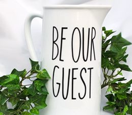 Pazzles DIY Be Our Guest Pitcher with instant SVG download. nstant SVG download compatible with all major electronic cutters including Pazzles Inspiration, Cricut, and Silhouette Cameo. Design by Renee Smart.