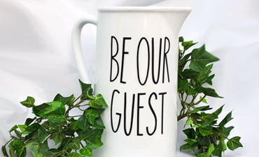 Pazzles DIY Be Our Guest Pitcher with instant SVG download. nstant SVG download compatible with all major electronic cutters including Pazzles Inspiration, Cricut, and Silhouette Cameo. Design by Renee Smart.
