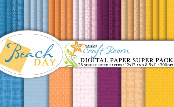 Pazzles DIY Beach Day digital paper with instant download.