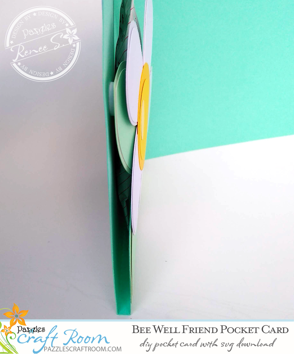 Pazzles DIY Bee Well Friend Pocket Card with instant SVG download. Compatible with all major electronic cutters including Pazzles Inspiration, Cricut, and Silhouette Cameo. Design by Renee Smart.