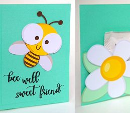 Pazzles DIY Bee Well Friend Pocket Card with instant SVG download. Compatible with all major electronic cutters including Pazzles Inspiration, Cricut, and Silhouette Cameo. Design by Renee Smart.