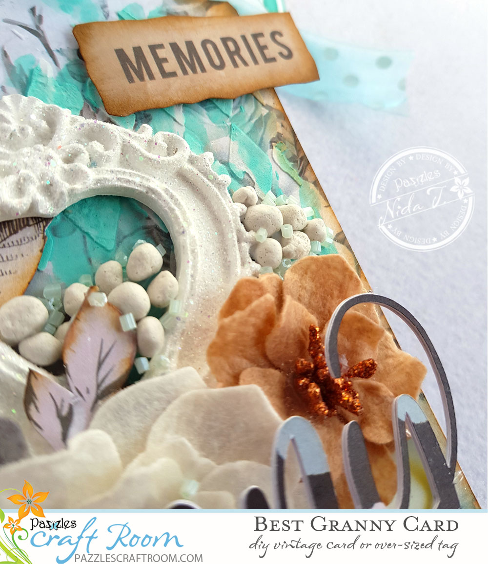 Pazzles DIY Mixed Media Vintage Best Granny Card or Tag by Nida Tanweer