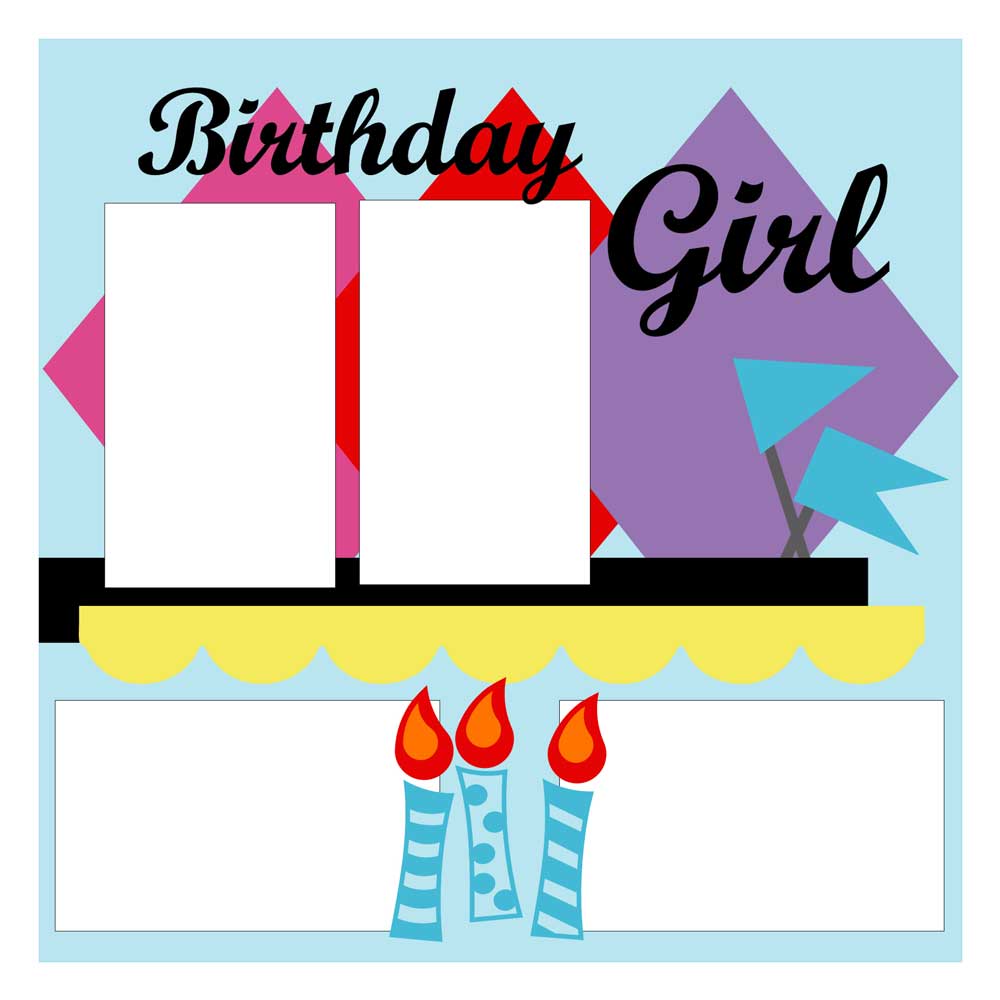 Scrapbook Sketch: cuttable birthday scrapbook layout sketch