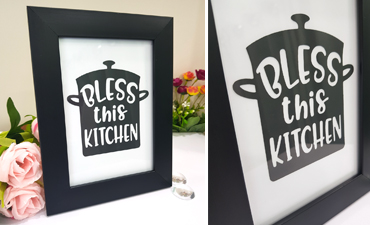 Pazzles DIY Bless this Kitchen Frame with instant SVG download. Compatible with all major electronic cutters including Pazzles Inspiration, Cricut, and Silhouette Cameo. Design by Nida Tanweer.