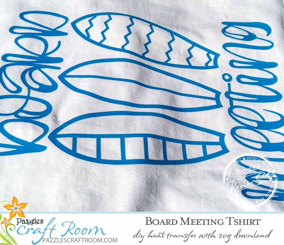 Pazzles DIY Surfing Board Meeting HTV Shirt with instant SVG download. Compatible with all major electronic cutters including Pazzles Inspiration, Cricut, and Silhouette Cameo. Design by Renee Smart.