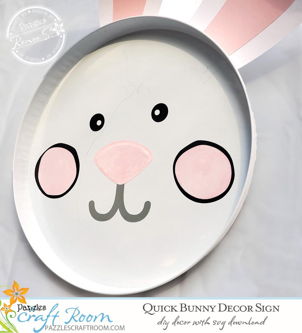 Pazzles DIY Bunny Decor Sign. Instant SVG download compatible with all major electronic cutters including Pazzles Inspiration, Cricut, and Silhouette Cameo. Design by Renee Smart.