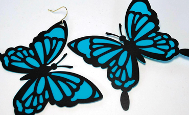 Pazzles DIY Butterfly Earrings with instant SVG download. Compatible with all major electronic cutters including Pazzles Inspiration, Cricut, and Silhouette Cameo. Design by Renee Smart.