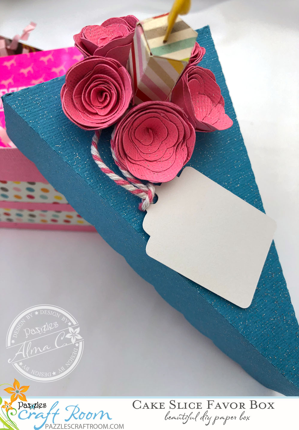 Pazzles DIY Cake Slice Favor Box with Instant SVG Download by Alma Cervantes