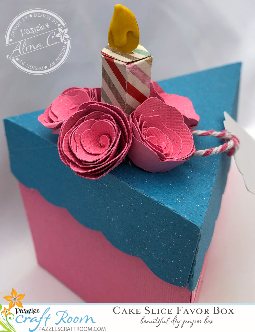 Pazzles DIY Cake Slice Favor Box with Instant SVG Download by Alma Cervantes