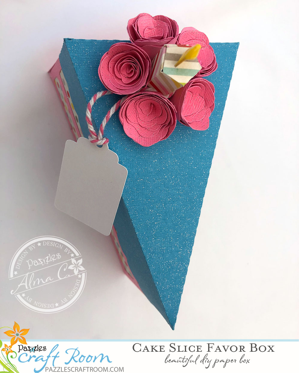 Pazzles DIY Cake Slice Favor Box with Instant SVG Download by Alma Cervantes