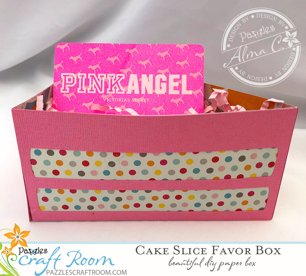Pazzles DIY Cake Slice Favor Box with Instant SVG Download by Alma Cervantes