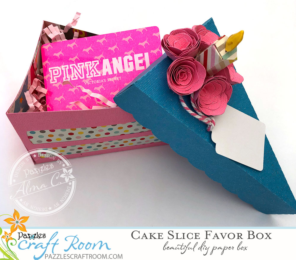 Pazzles DIY Cake Slice Favor Box with Instant SVG Download by Alma Cervantes