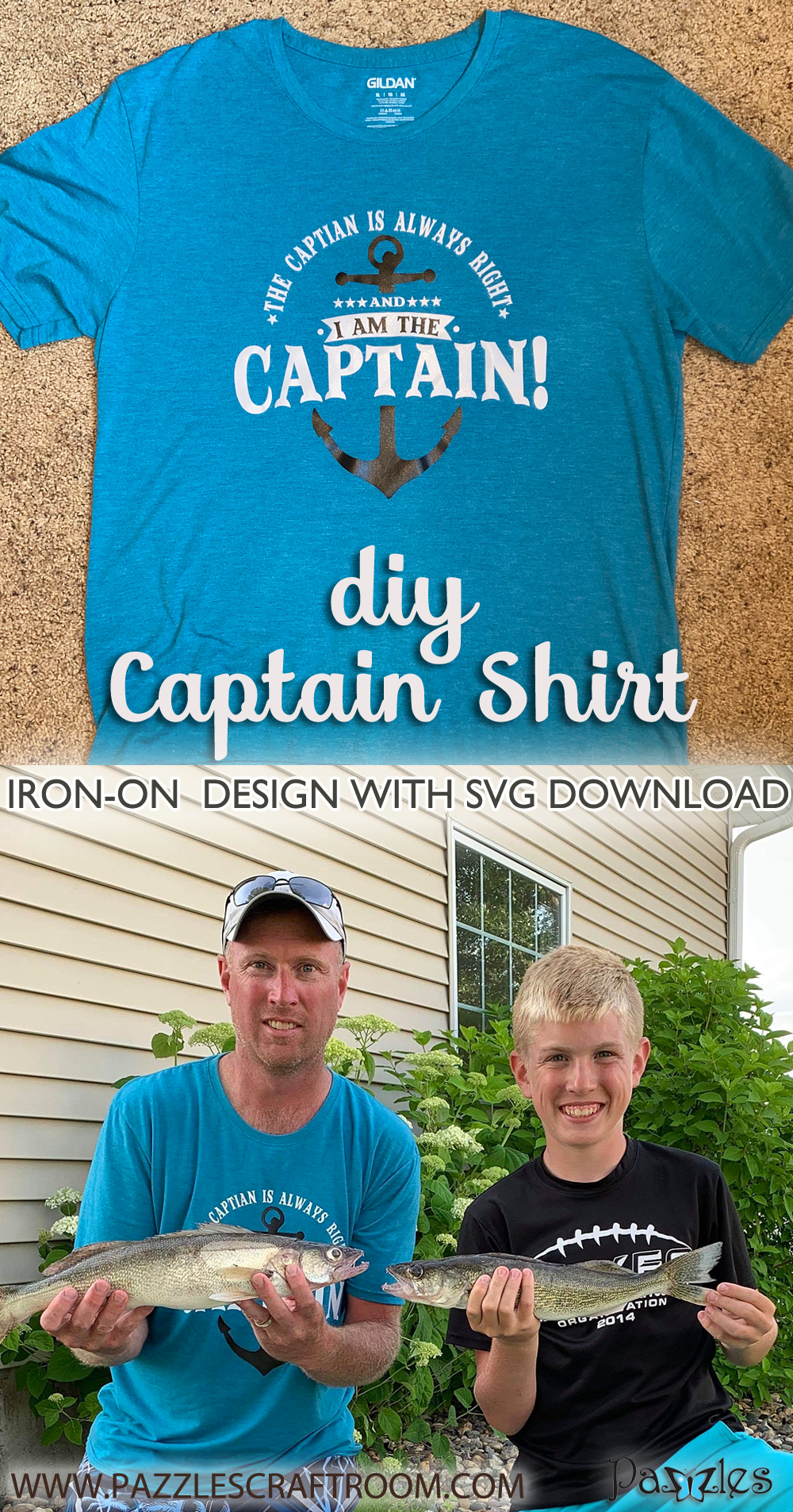 Pazzles DIY Captain Shirt Iron On Design with instant SVG download. Compatible with all major electronic cutters including Pazzles Inspiration, Cricut, and Silhouette Cameo. Design by Sara Weber.