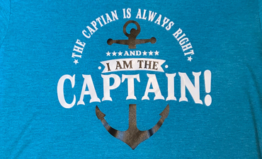 Pazzles DIY Captain Shirt Iron On Design with instant SVG download. Compatible with all major electronic cutters including Pazzles Inspiration, Cricut, and Silhouette Cameo. Design by Sara Weber.
