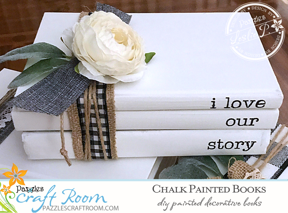 Pazzles DIY Chalk Painted Books with instant SVG download. Compatible with all major electronic cutters including Pazzles Inspiration, Cricut, and Silhouette Cameo. Design by Leslie Peppers.