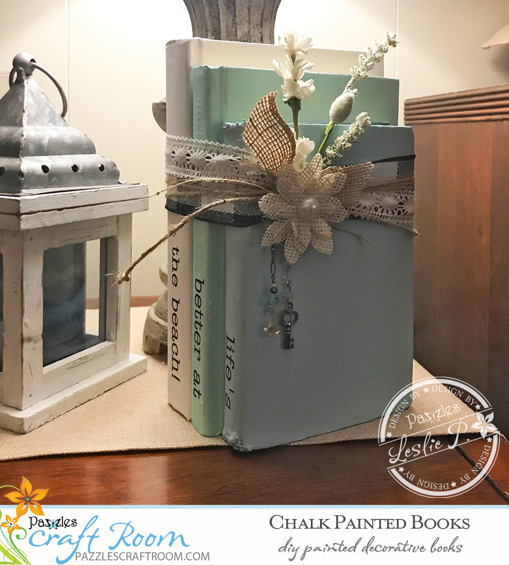 Pazzles DIY Chalk Painted Books with instant SVG download. Compatible with all major electronic cutters including Pazzles Inspiration, Cricut, and Silhouette Cameo. Design by Leslie Peppers.