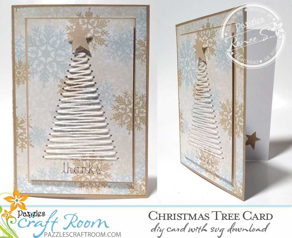 Pazzles DIY Christmas Tree Card with instant SVG download compatible with all major electronic cutters including Pazzles Inspiration, Cricut, and Silhouette Cameo. Design by Renee Smart.