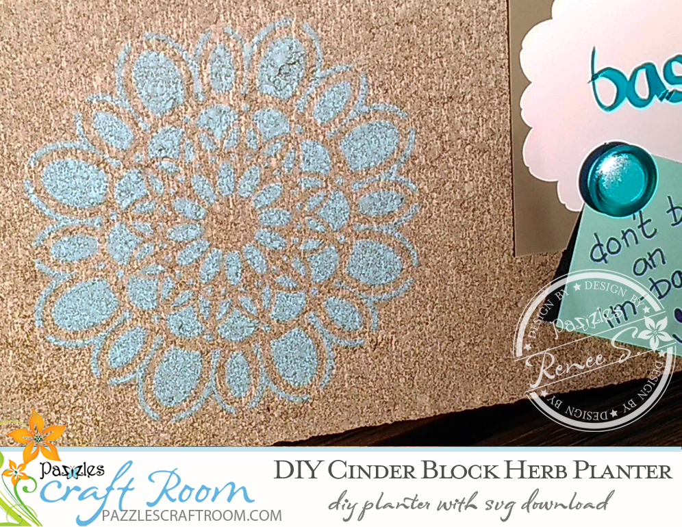 Pazzles DIY Cinder Block Planter with instant SVG download. Compatible with all major electronic cutters including Pazzles Inspiration, Cricut, and Silhouette Cameo. Design by Renee Smart.