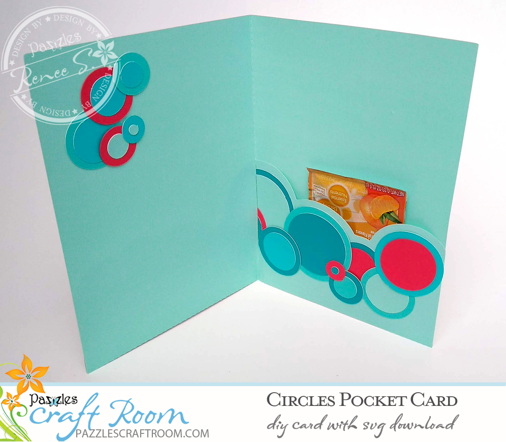 Pazzles DIY Circles Pocket Card with instant SVG download. Compatible with all major electronic cutters including Pazzles Inspiration, Cricut, and Silhouette Cameo. Design by Renee Smart.