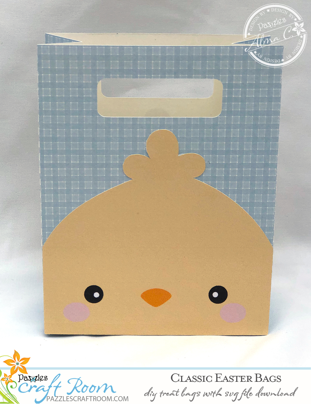Pazzles DIY Classic Easy Easter Bags with instant SVG download. Compatible with all major electronic cutters including Pazzles Inspiration, Cricut, and Silhouette Cameo. Design by Alma Cervantes.