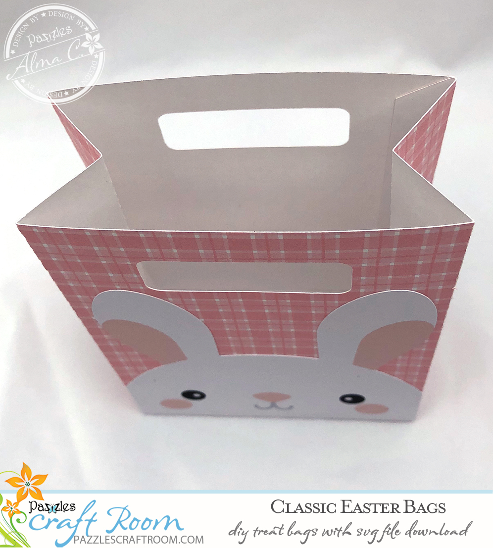 Pazzles DIY Easy Easter Bags with instant SVG download. Compatible with all major electronic cutters including Pazzles Inspiration, Cricut, and Silhouette Cameo. Design by Alma Cervantes.