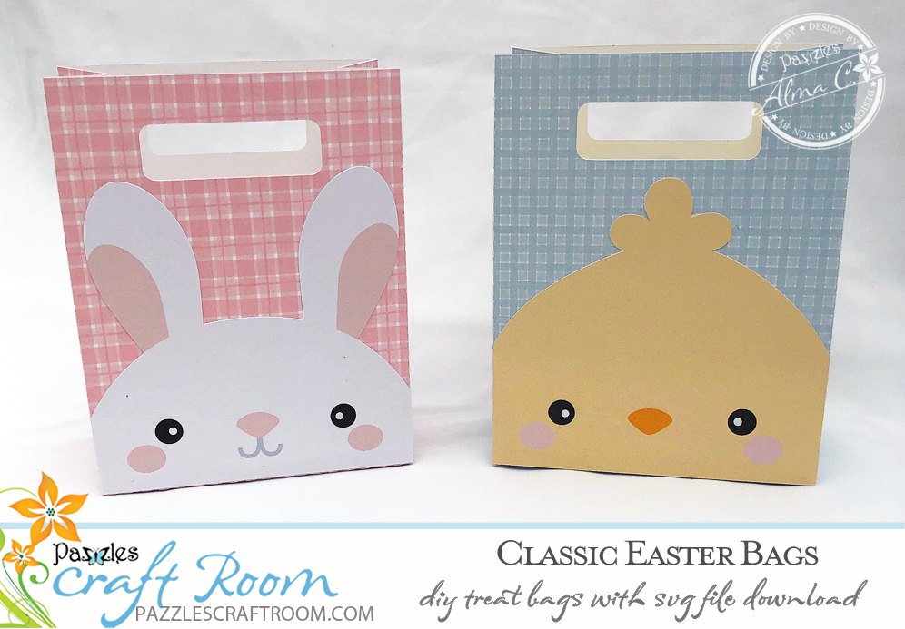 Pazzles DIY Easy Easter Bags with instant SVG download. Compatible with all major electronic cutters including Pazzles Inspiration, Cricut, and Silhouette Cameo. Design by Alma Cervantes.