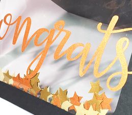 Pazzles DIY Congrats Shaker Card with instant SVG download. Compatible with all major electronic cutters including Pazzles Inspiration, Silhouette Cameo, and Cricut. Design by Renee Smart.