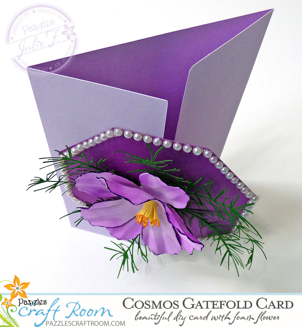 Pazzles DIY Foam Flower Cosmos Gatefold Card by Julie Flanagan
