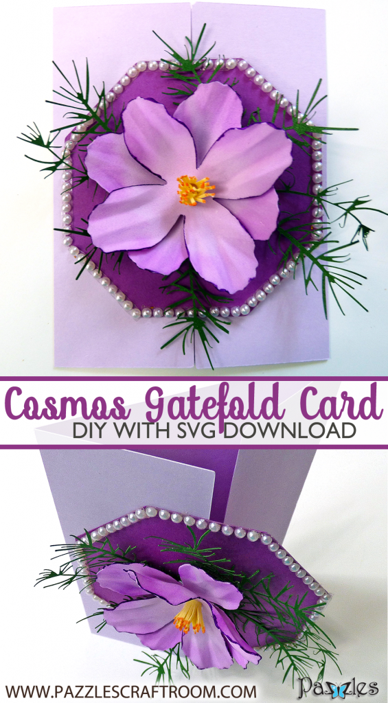 Pazzles DIY Foam Flower Cosmos Gatefold Card by Julie Flanagan