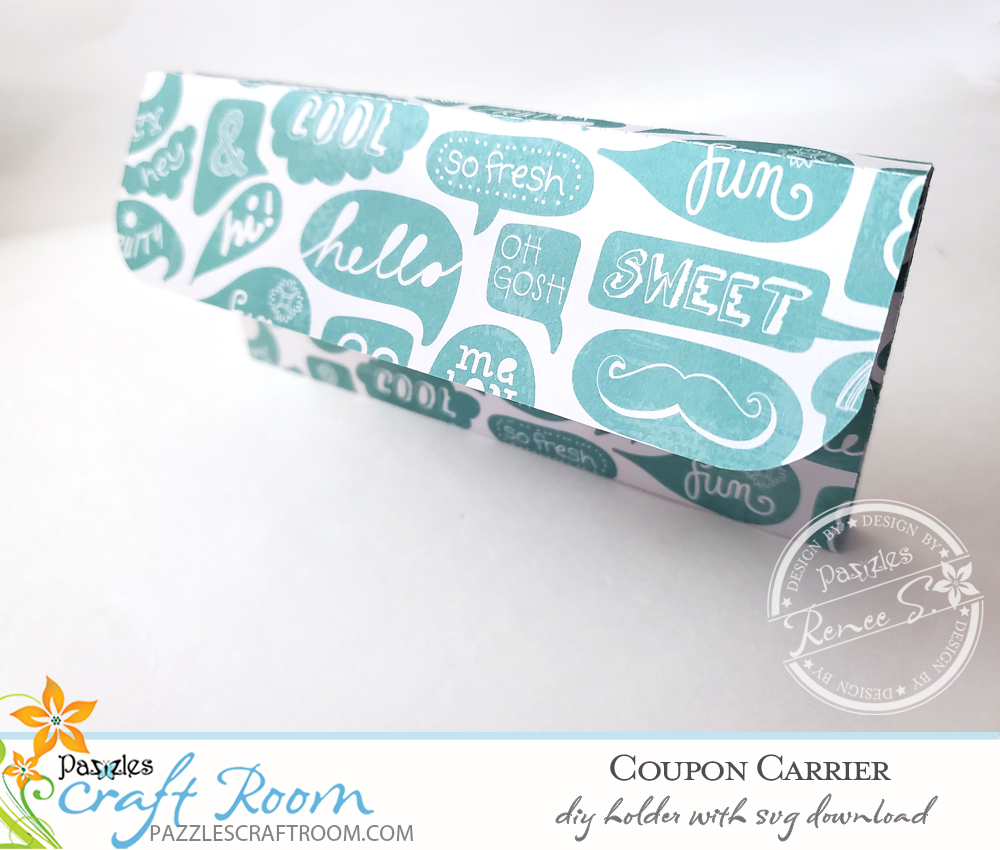 Pazzles DIY Coupon Carrier with instant SVG download. Compatible with all major electronic cutters including Pazzles Inspiration, Cricut, and Silhouette Cameo. Design by Renee Smart.