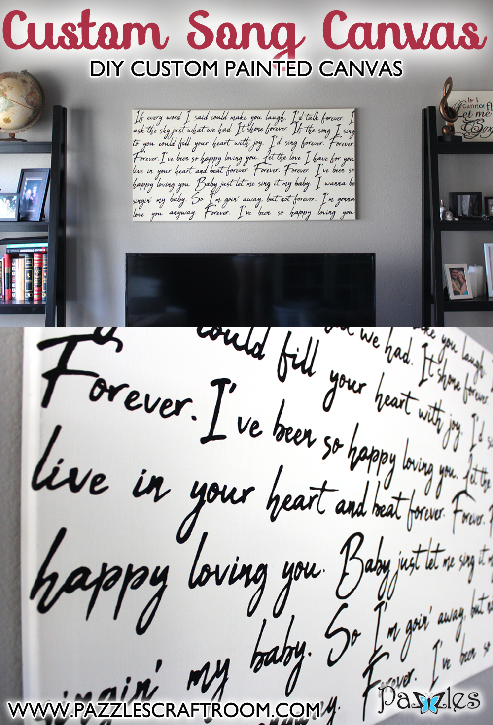Pazzles DIY Custom Song Painted Canvas. Instant SVG download compatible with all major electronic cutters including Pazzles Inspiration, Cricut, and Silhouette Cameo. Design by Amanda Vander Woude.