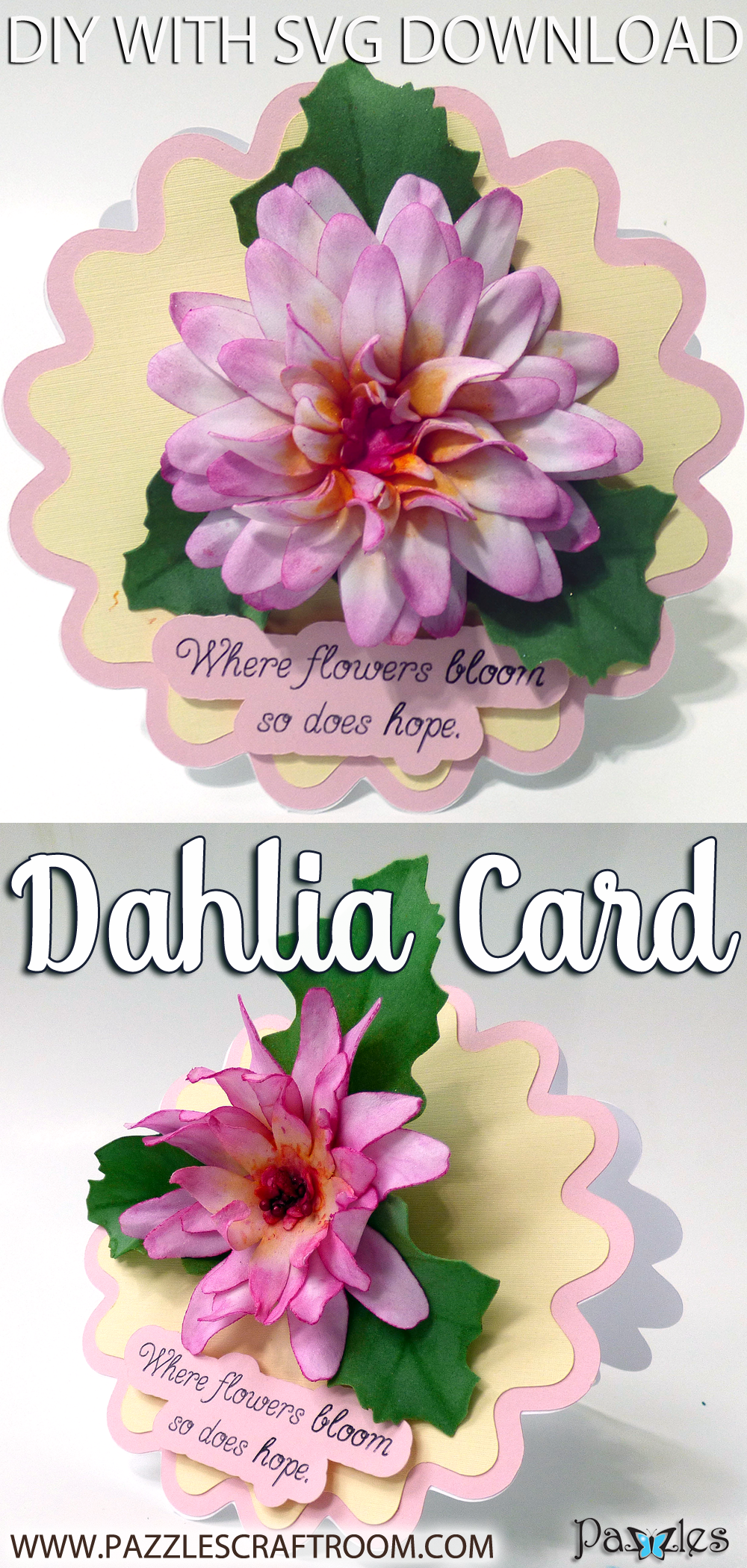 Pazzles DIY 3D Foam Flower Dahlia Scallop Card by Julie Flanagan