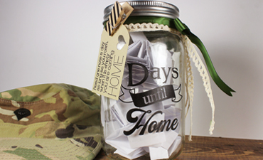 Pazzles DIY Days Until Home Countdown Jar for Deployment with instant SVG download. Compatible with all major electronic cutters including Pazzles Inspiration, Cricut, and Silhouette Cameo. Design by Amanda Vander Woude.