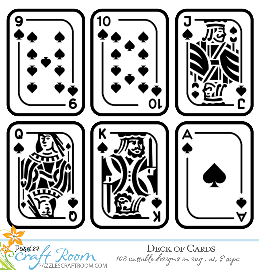 Deck of Playing Cards with Silhouettes Printable Template